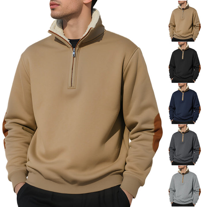 Herren Fleece-Pullover mit hohem Kragen und eleganten Kontrastdetails Echoarchiv