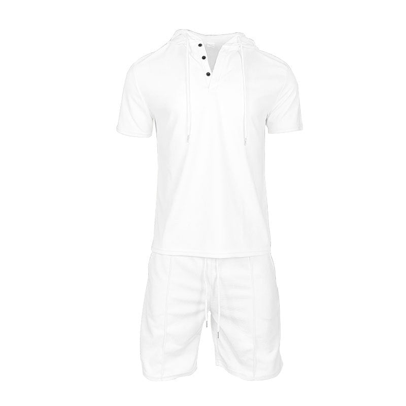 Herren sportliches Kapuzenshirt und Shorts-Set Echoarchiv