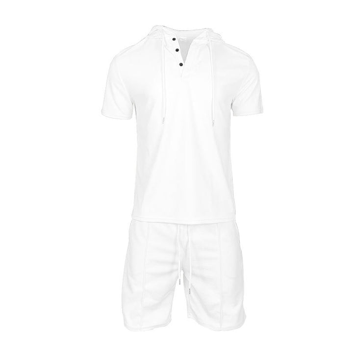 Herren sportliches Kapuzenshirt und Shorts-Set Echoarchiv