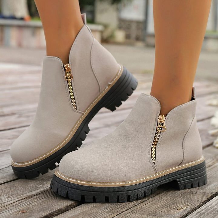 Damen Ankle-Boots mit grober Profilsohle und seitlichem Reißverschluss – Varelle