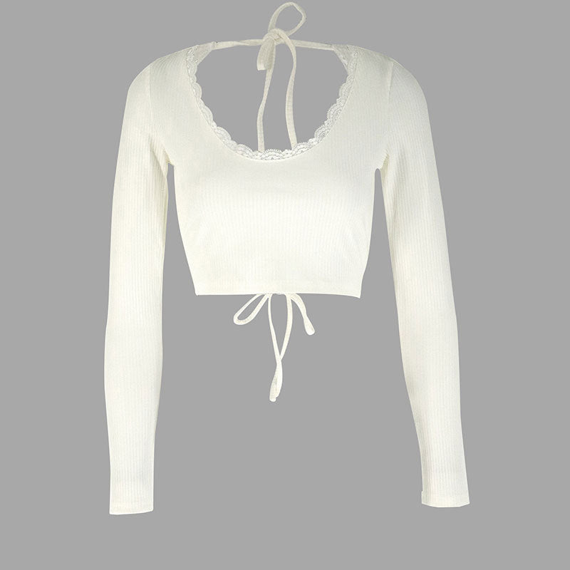 Damen Crop-Top mit Rüschendetails und Rückenbindung Echo Archiv