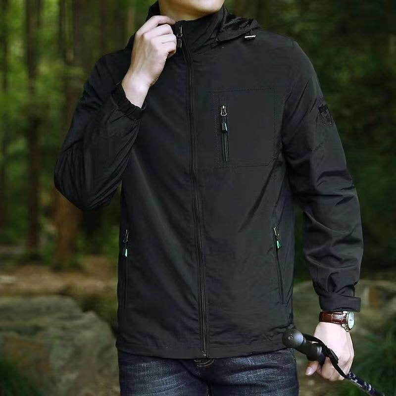 Herren Atmungsaktive Trekking‑Shelljacke mit Kapuze, Brusttasche & Reißverschlusstaschen Echoarchiv