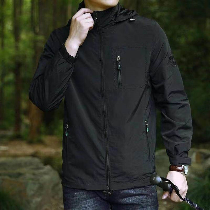 Herren Atmungsaktive Trekking‑Shelljacke mit Kapuze, Brusttasche & Reißverschlusstaschen Echoarchiv