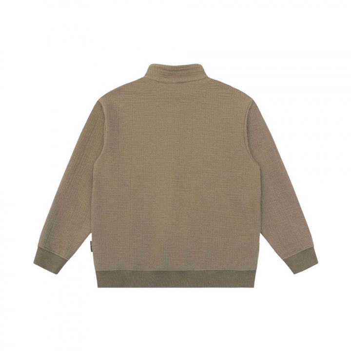 Unisex Oversize Waffelstruktur Halbzip-Pullover mit Stehkragen Echo Archiv