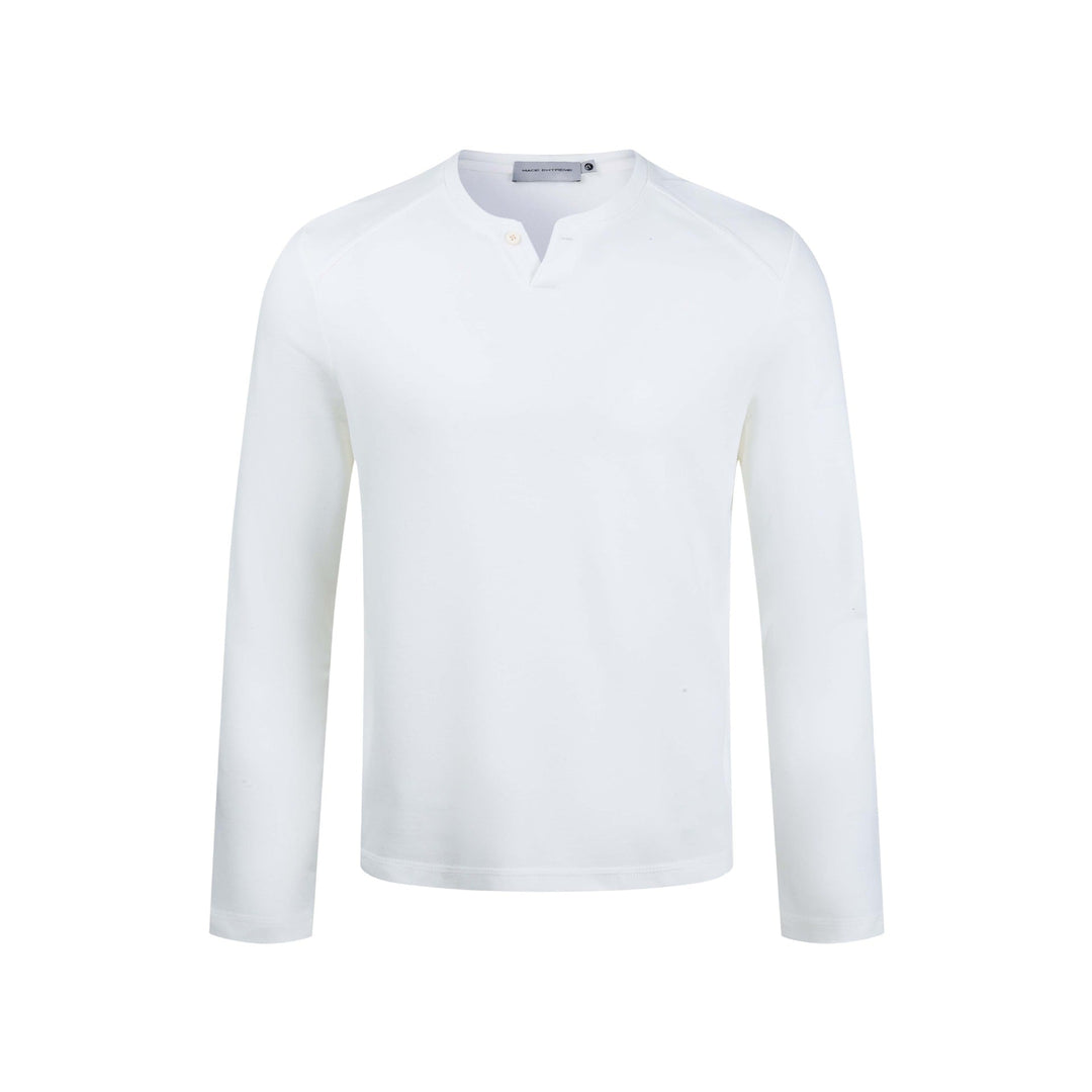 Herren Feines Longsleeve-Henley mit kurzem Knopfverschluss und Raglanärmeln Echoarchiv