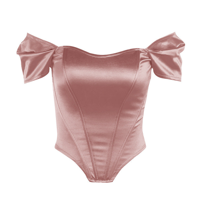 Damen elegantes Satin-Bustier mit Schulterdetails Echo Archiv