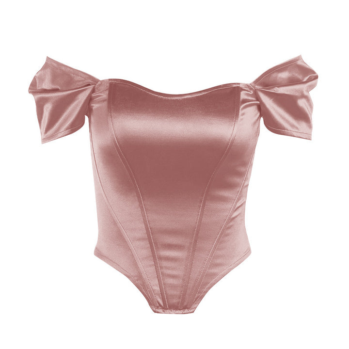 Damen elegantes Satin-Bustier mit Schulterdetails Echo Archiv