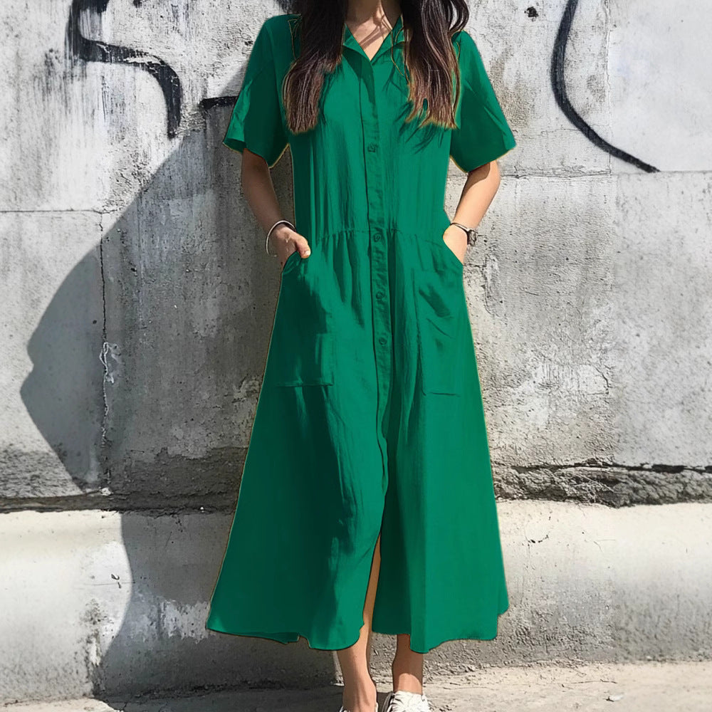 Damen Midi-Kleid mit Knopfleiste und praktischen Taschen Echo Archiv