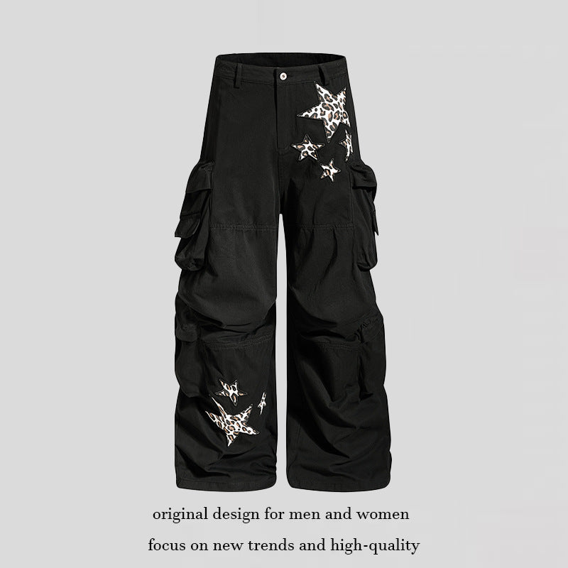 Damen weite Cargo-Culottehose mit Oversize-Taschen und Stern-Leo-Applikation Echoarchiv