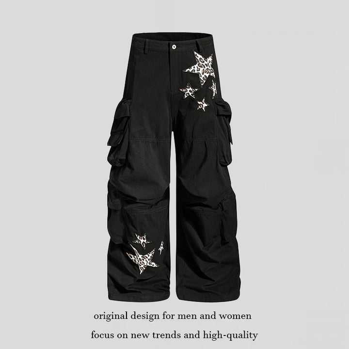 Damen weite Cargo-Culottehose mit Oversize-Taschen und Stern-Leo-Applikation Echoarchiv