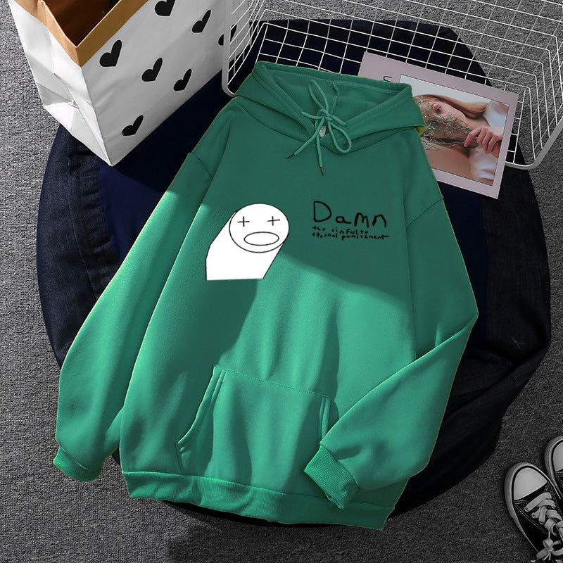 Damen Kapuzenpullover mit minimalistischer Grafik, lockerer Oversize-Passform und Kängurutasche – Auréline
