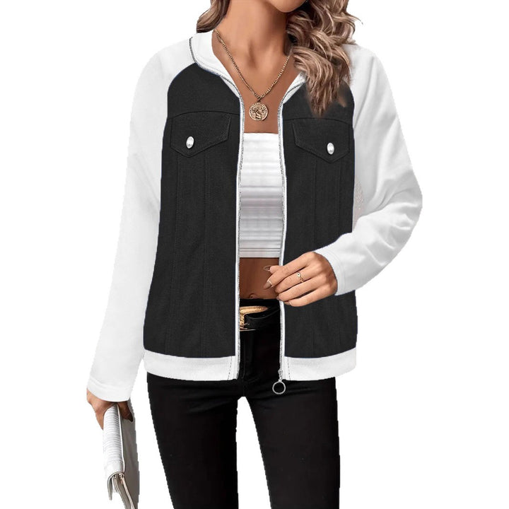 Damen Kapuzen‑Sweatjacke mit Jeansoptik‑Front, Brustklappen und Reißverschluss Echoarchiv
