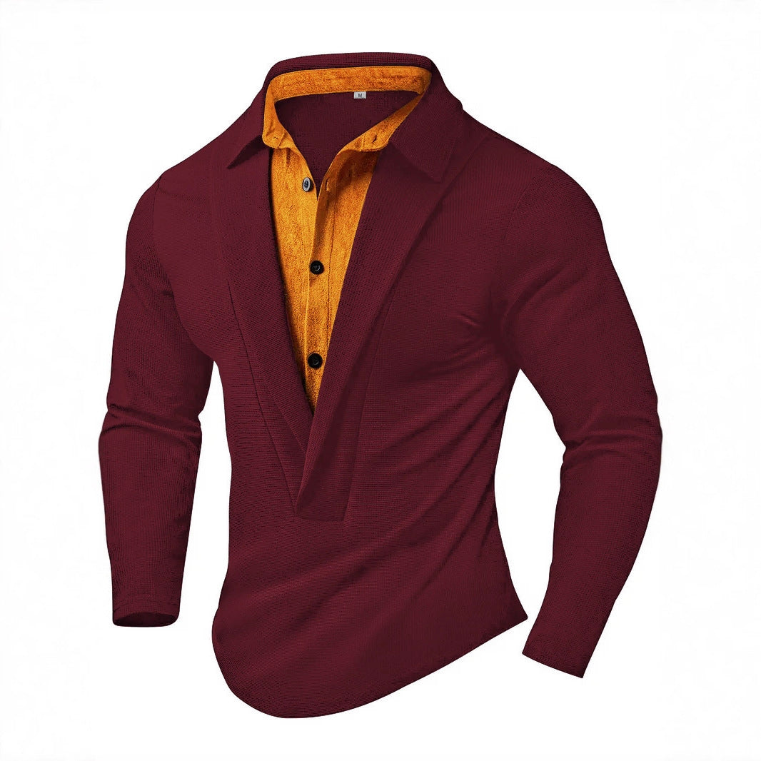 Herren Elegantes Langarmhemd mit modernem Kragen und texturiertem Design Echoarchiv