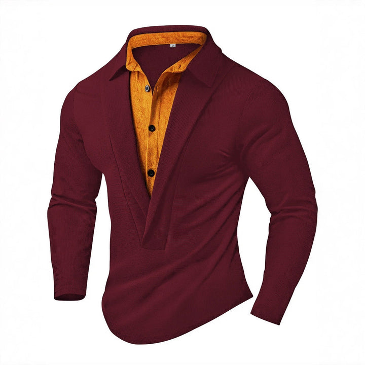 Herren Elegantes Langarmhemd mit modernem Kragen und texturiertem Design Echoarchiv