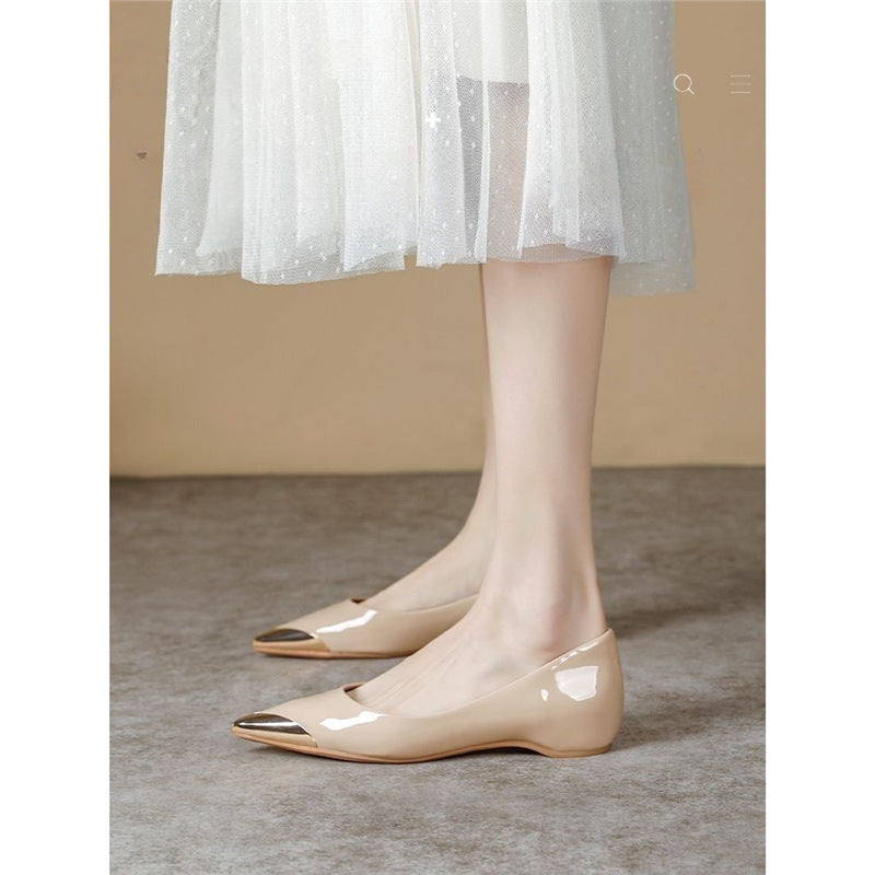 Damen Spitz zulaufende Ballerinas mit Leopardenmuster und metallischer Zehenkappe – Lioré