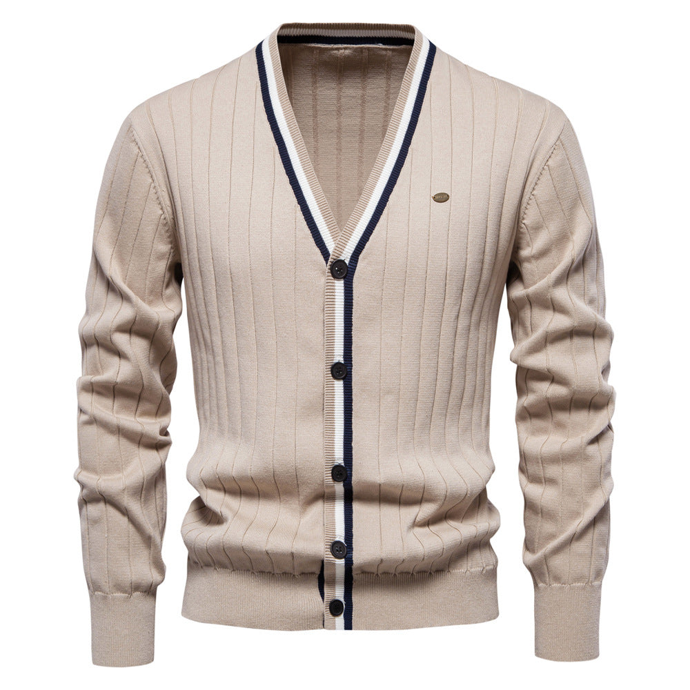 Herren Strickjacke mit elegantem V-Ausschnitt und feiner Rippstruktur Echoarchiv