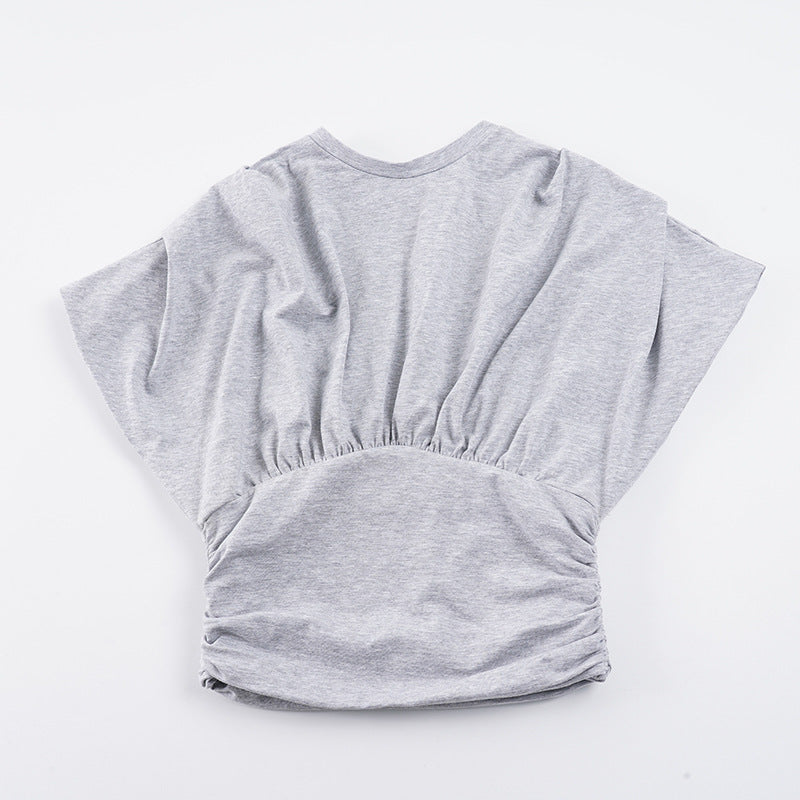 Damen lässiges Oversized T-Shirt mit elastischem Bund und Raffung Echo Archiv