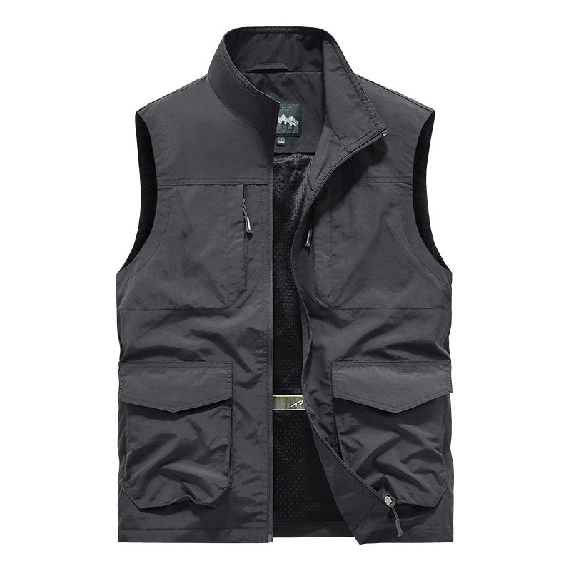 Herren Utility-Outdoorweste mit Multifachtaschen, Mesh-Futter & Stehkragen Echo Archiv