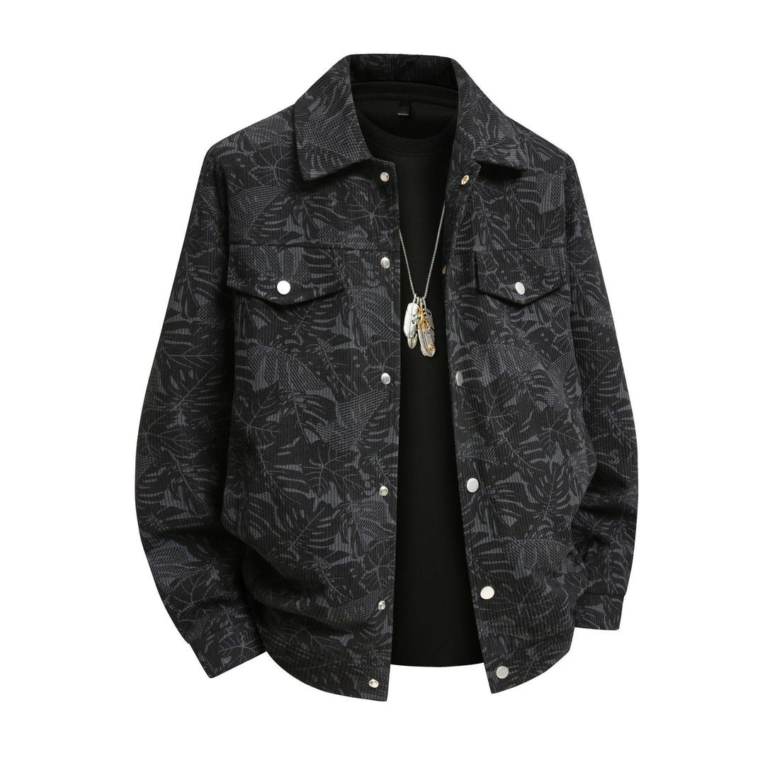Herren lässige Utility-Jacke mit Allover-Print Echoarchiv
