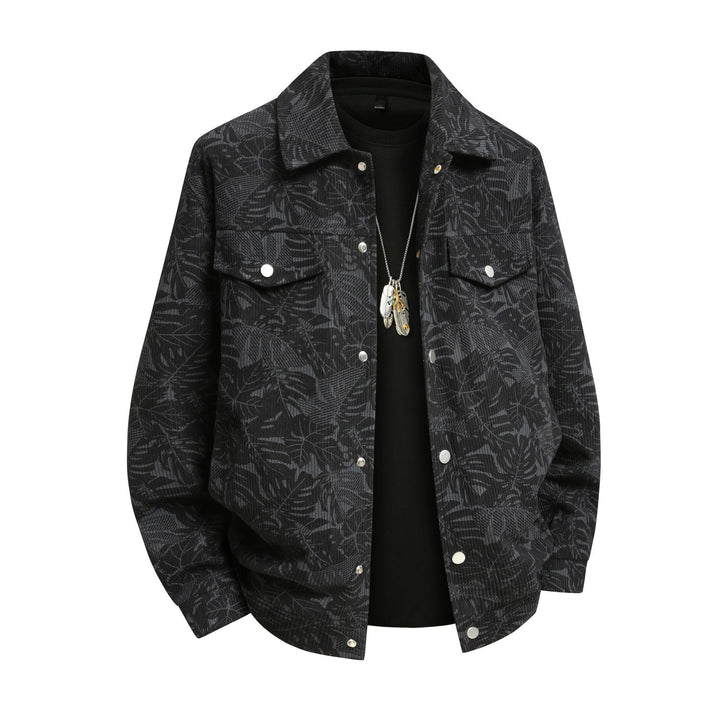 Herren lässige Utility-Jacke mit Allover-Print Echoarchiv