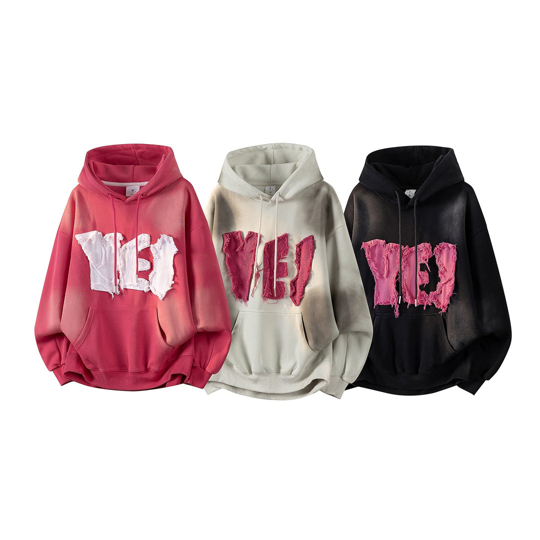 Unisex Oversize Kapuzenpullover mit handschriftlichem Grafik-Print, Kängurutasche & geripptem Saum Echoarchiv