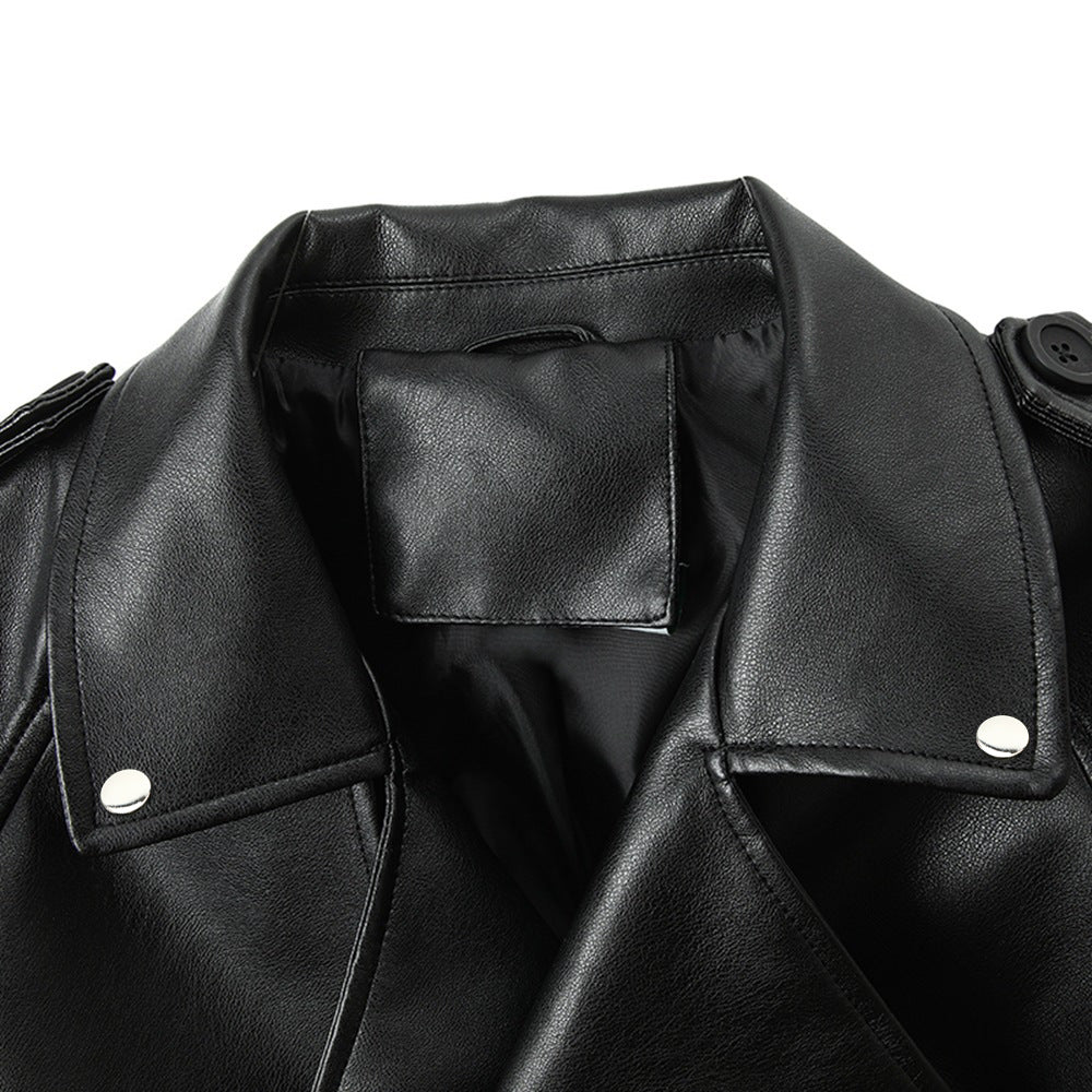 Damen Modische Cropped Kunstlederjacke Echo Archiv