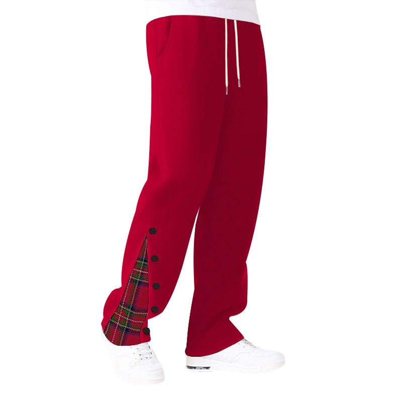 Herren lässige Freizeithose mit Knopfdetails und modernem Karomuster Echoarchiv