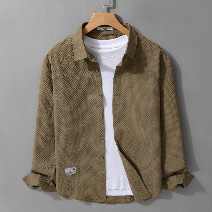 Herren Struktur-Leichthemd im Layering-Style mit Crinkle-Optik und gerundetem Saum Echoarchiv
