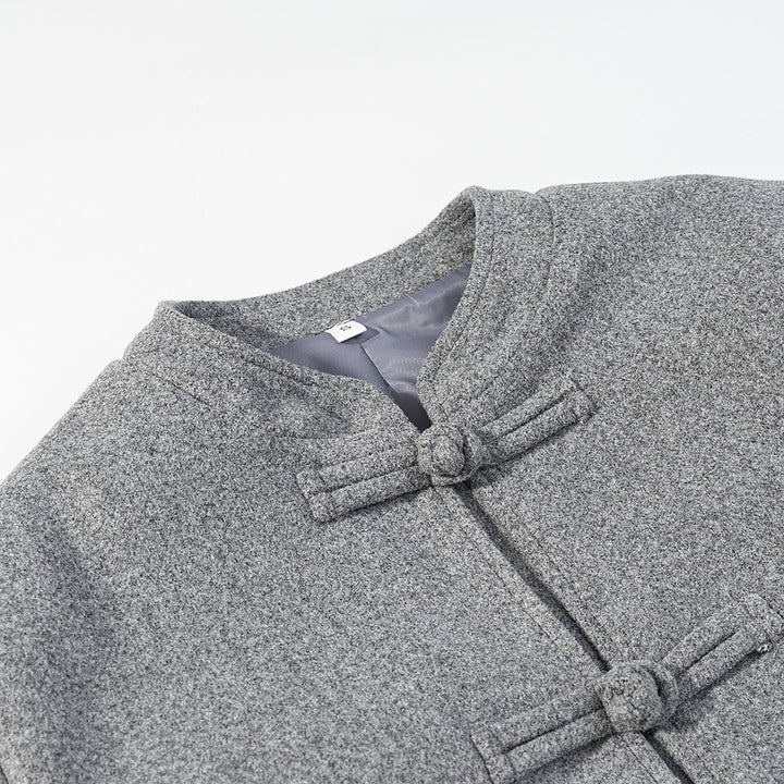 Damen Wolloptik-Kurzjacke mit Stehkragen und Knotenverschlüssen Echo Archiv