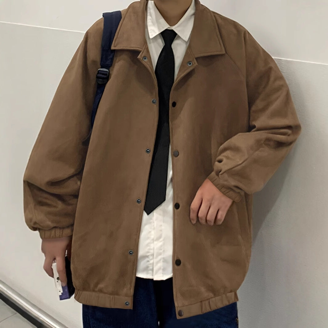 Herren lässige Overshirt-Jacke aus bequemem Softmaterial mit Druckknopfverschluss Echoarchiv