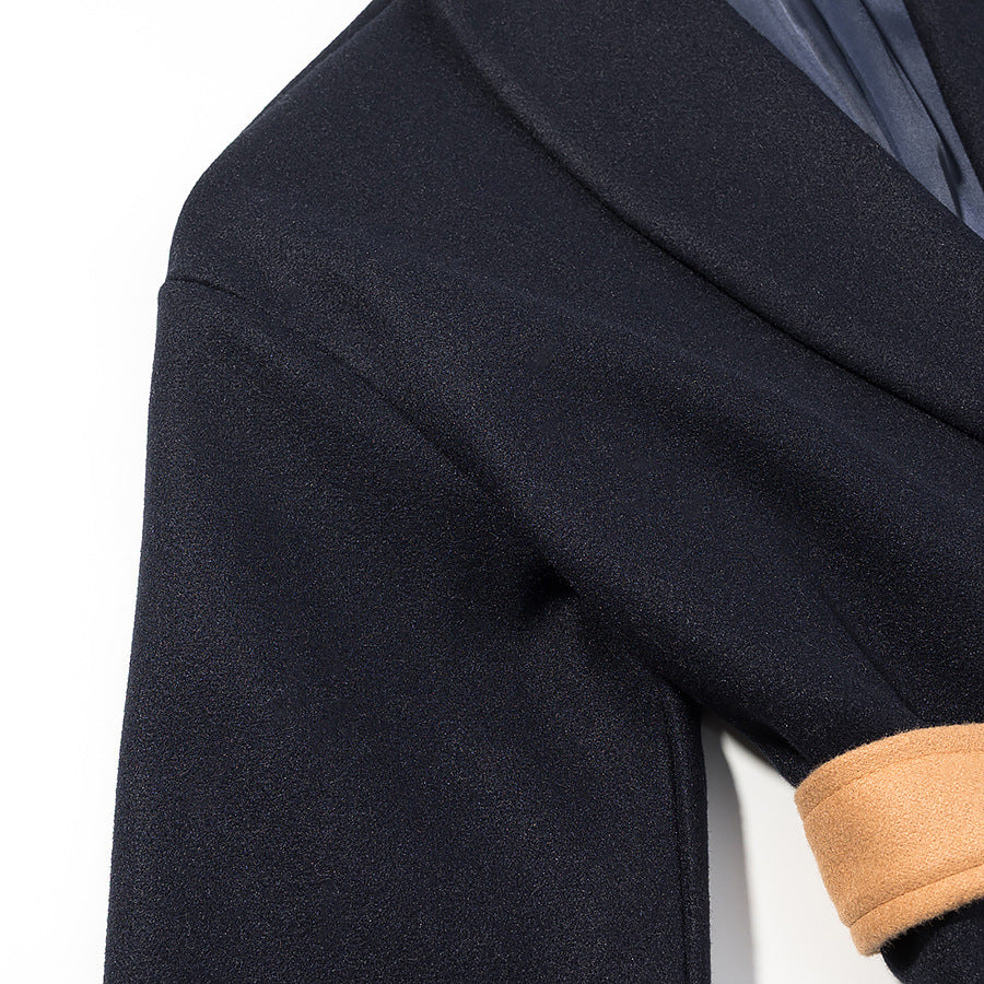 Damen Kurzmantel mit Bindegürtel, Kontrasttaschen und Kunstfellmanschetten Echo Archiv
