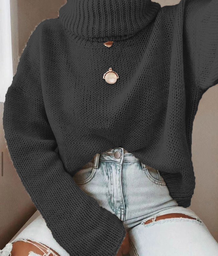 Damen Oversize Rollkragenpullover grobgestrickt mit weitem Schnitt Echoarchiv