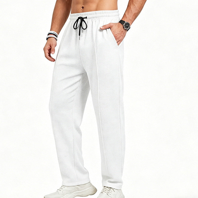Herren Texturierte Relax-Fit Jogginghose mit Bügelfalte und Kordelzug – Sorevano