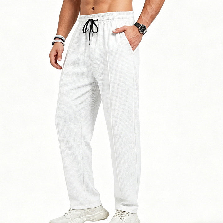 Herren Texturierte Relax-Fit Jogginghose mit Bügelfalte und Kordelzug – Sorevano