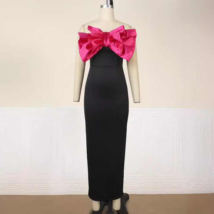 Damen Elegantes Maxikleid mit übergroßem Schleifen-Design Echo Archiv