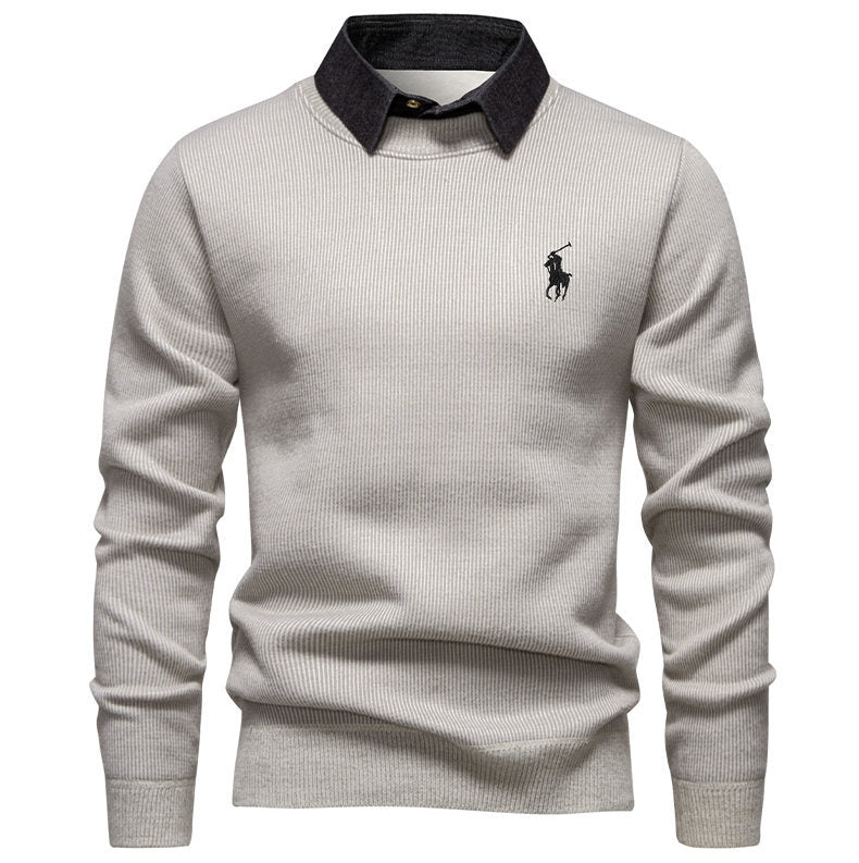 Herren klassischer Strickpullover mit Hemdkragen Echoarchiv