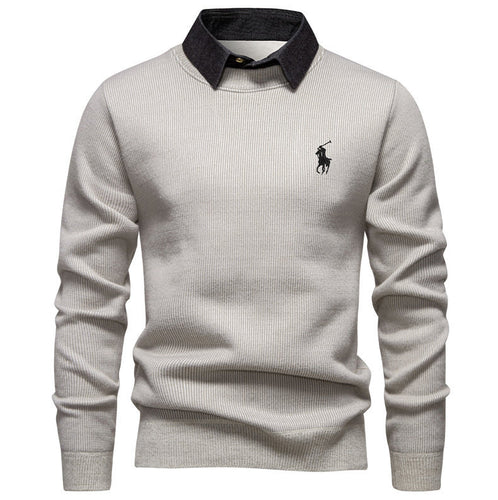 Herren klassischer Strickpullover mit Hemdkragen Echoarchiv