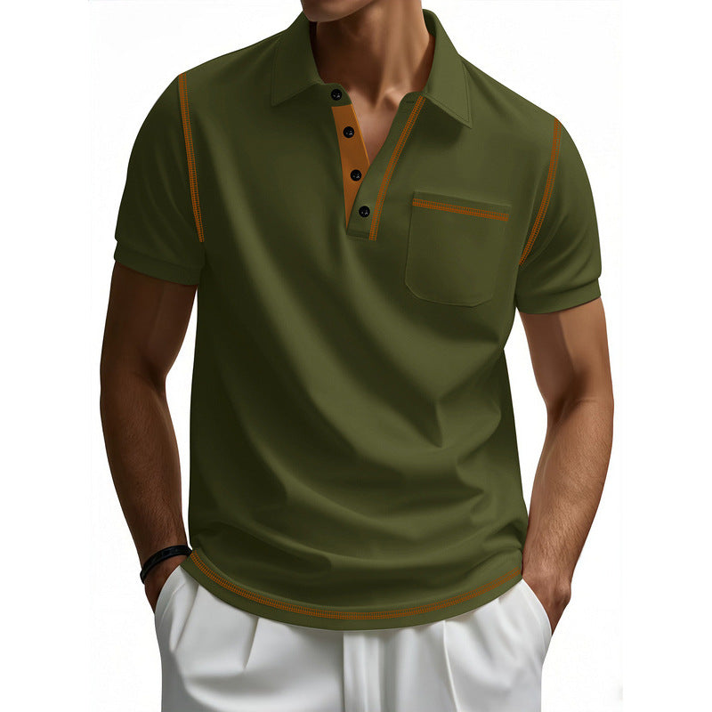 Herren Polo-Shirt mit kontrastierendem Kragen und modischem Schnitt Echoarchiv