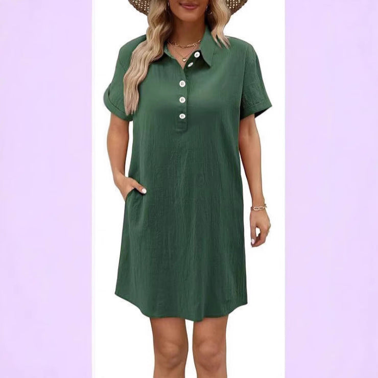 Damen lässiges Hemdkleid mit Knopfleiste und Seitentaschen Echo Archiv