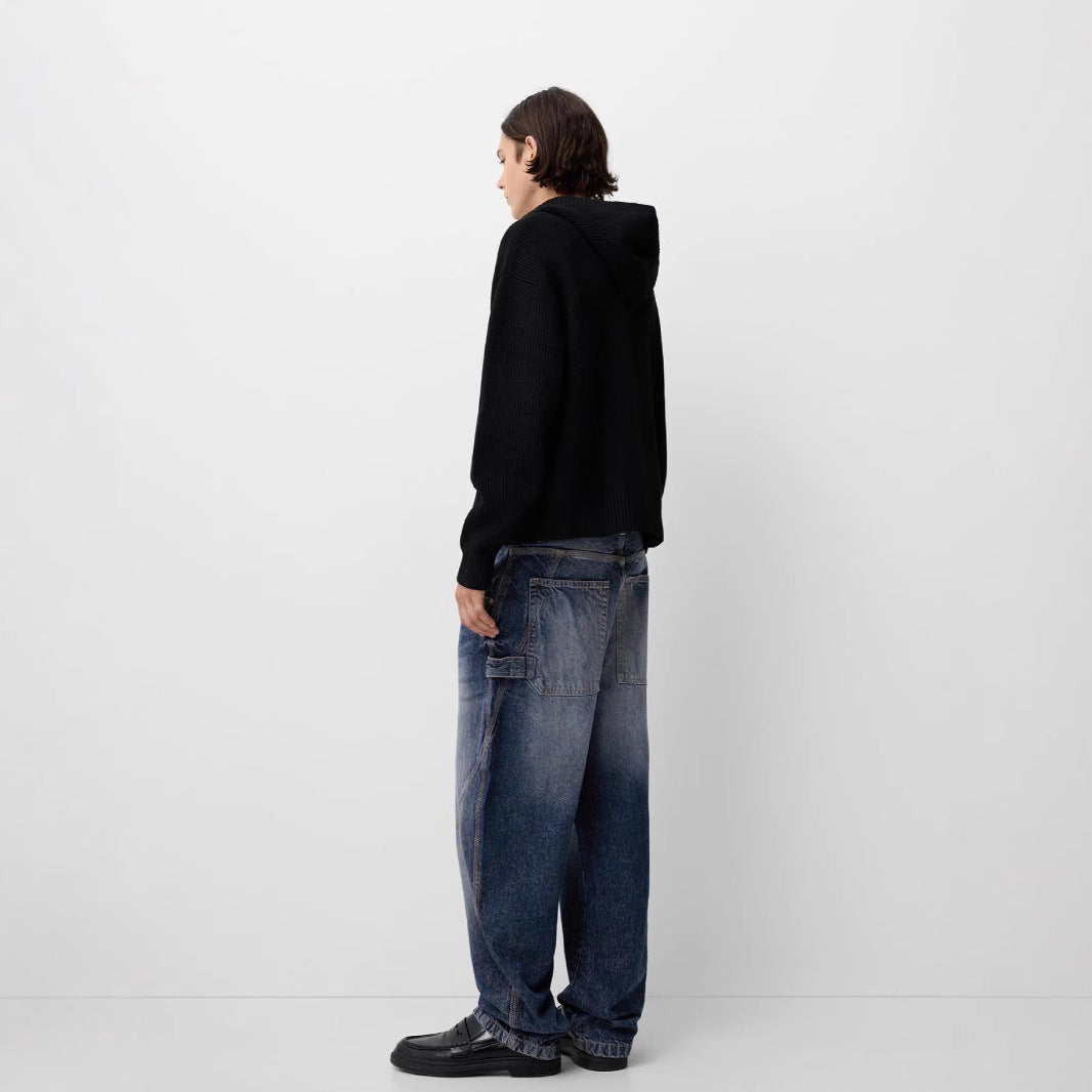 Herren nan lockere Carpenter-Jeans mit weitem Bein, tiefem Schritt und stonewashed Used-Optik Echo Archiv