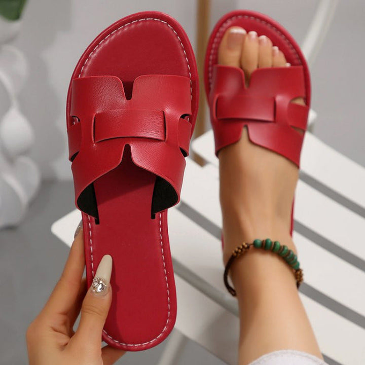 Damen nan flache Pantolette mit geschlitztem Riemen-Design und gepolstertem Komfortfußbett Echoarchiv