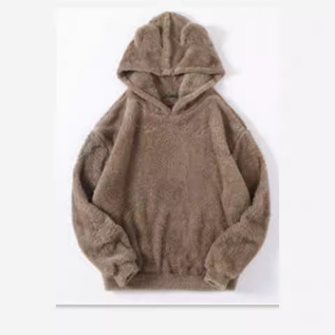 Damen nan kuscheliger Teddy-Hoodie mit Ohren, elastischem Bund und extra weichem Plüsch Echo Archiv
