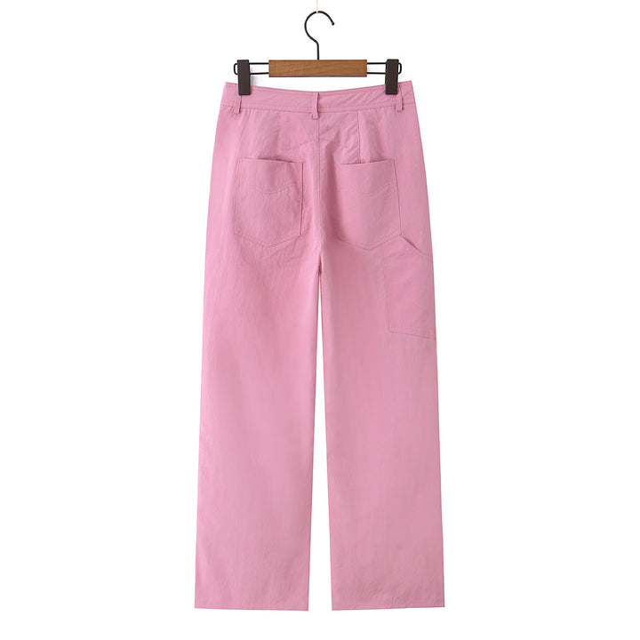 Damen weite Highwaist-Hose mit Bügelfalte, Bundfalten und geradem Bein – Avélisse