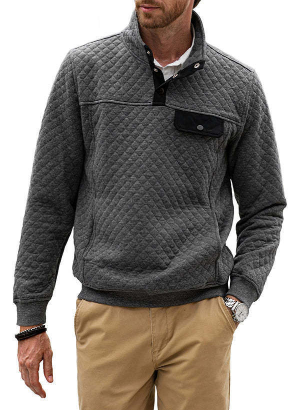 Herren Stepppullover mit modernem Kragen und praktischer Brusttasche Echoarchiv