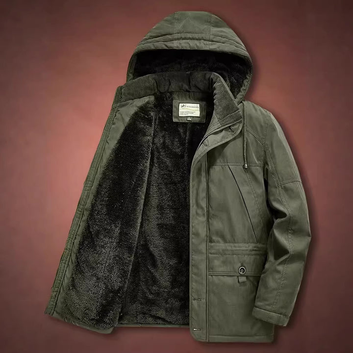 Herren Isolierter Langparka mit Teddyfutter, Kapuze und verdeckten Taschen – Montevé