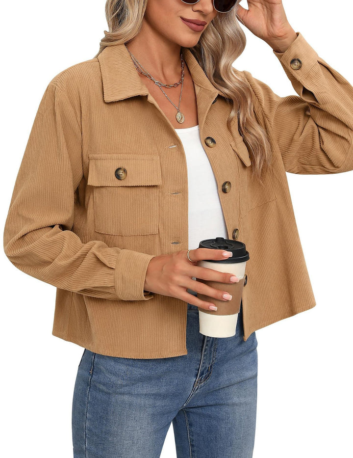 Damen Cordjacke mit zwei Brusttaschen Echoarchiv