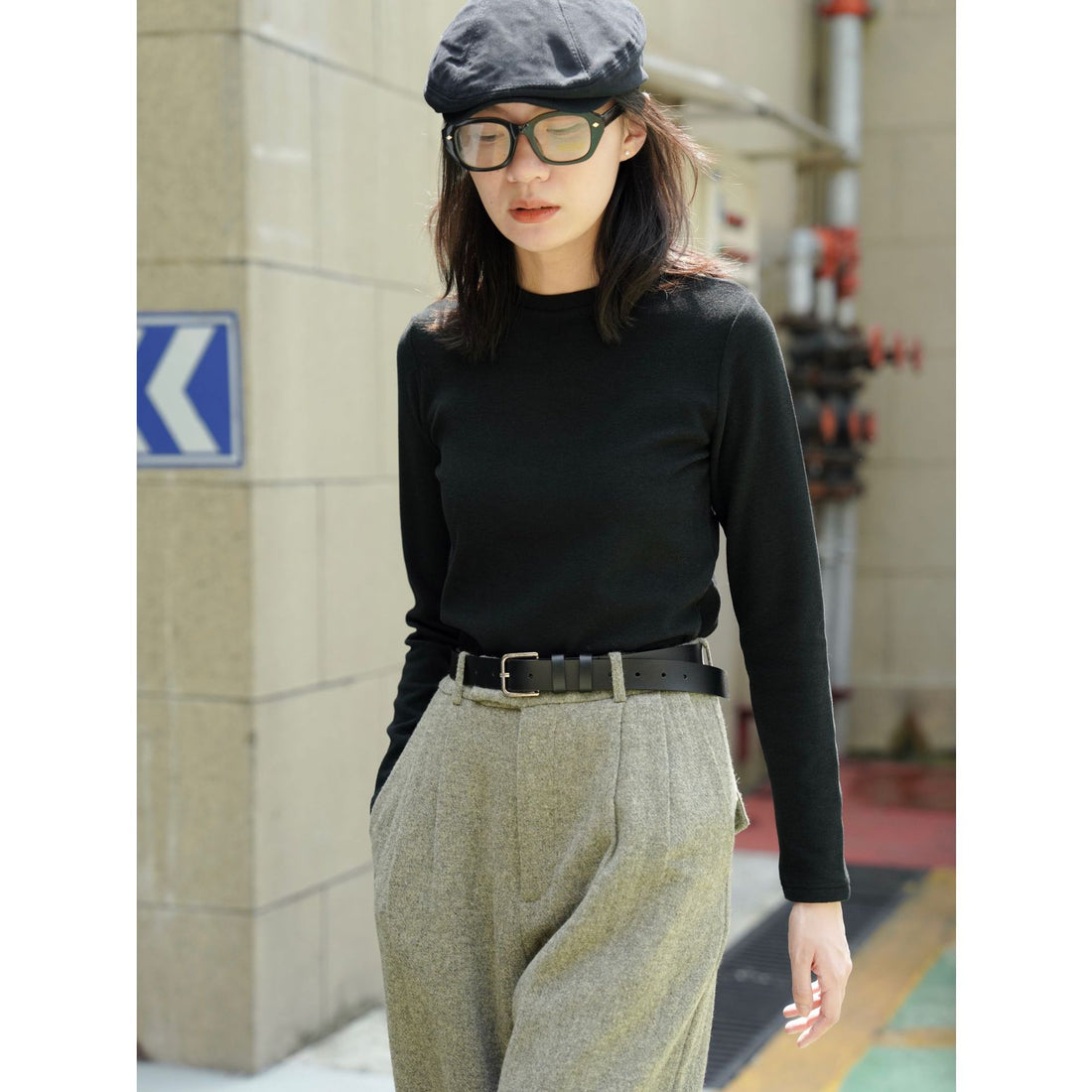 Damen Feiner Rundhals-Pullover aus Baumwoll‑Mix mit leicht taillierter Silhouette Echoarchiv