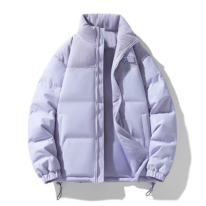 Herren Wattierte Steppjacke mit Cordbesatz, hohem Stehkragen und Thermofutter Echoarchiv