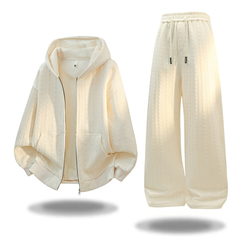 Damen Oversize Strick‑Kapuzenjacke mit Zopfmuster, Reißverschluss & Kängurutaschen Echoarchiv