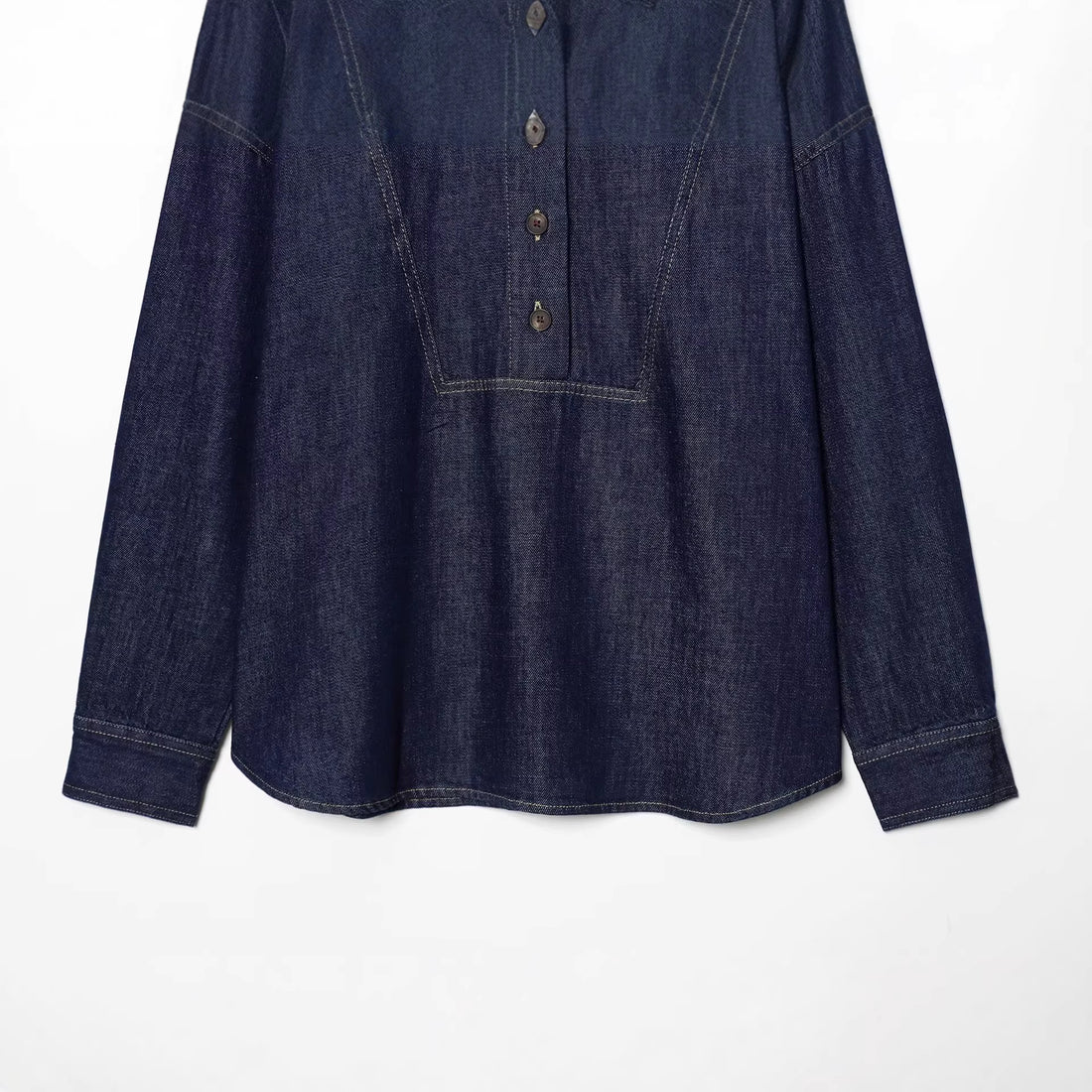 Damen Oversize-Denim-Tunika mit halber Knopfleiste und markanten Nahtdetails Echo Archiv